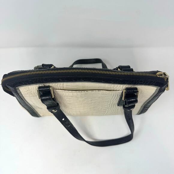 Brahmin Alice Carry All Shoulder Bag Tri Texture Ivory Gray Black Charm READ - Picture 7 of 14